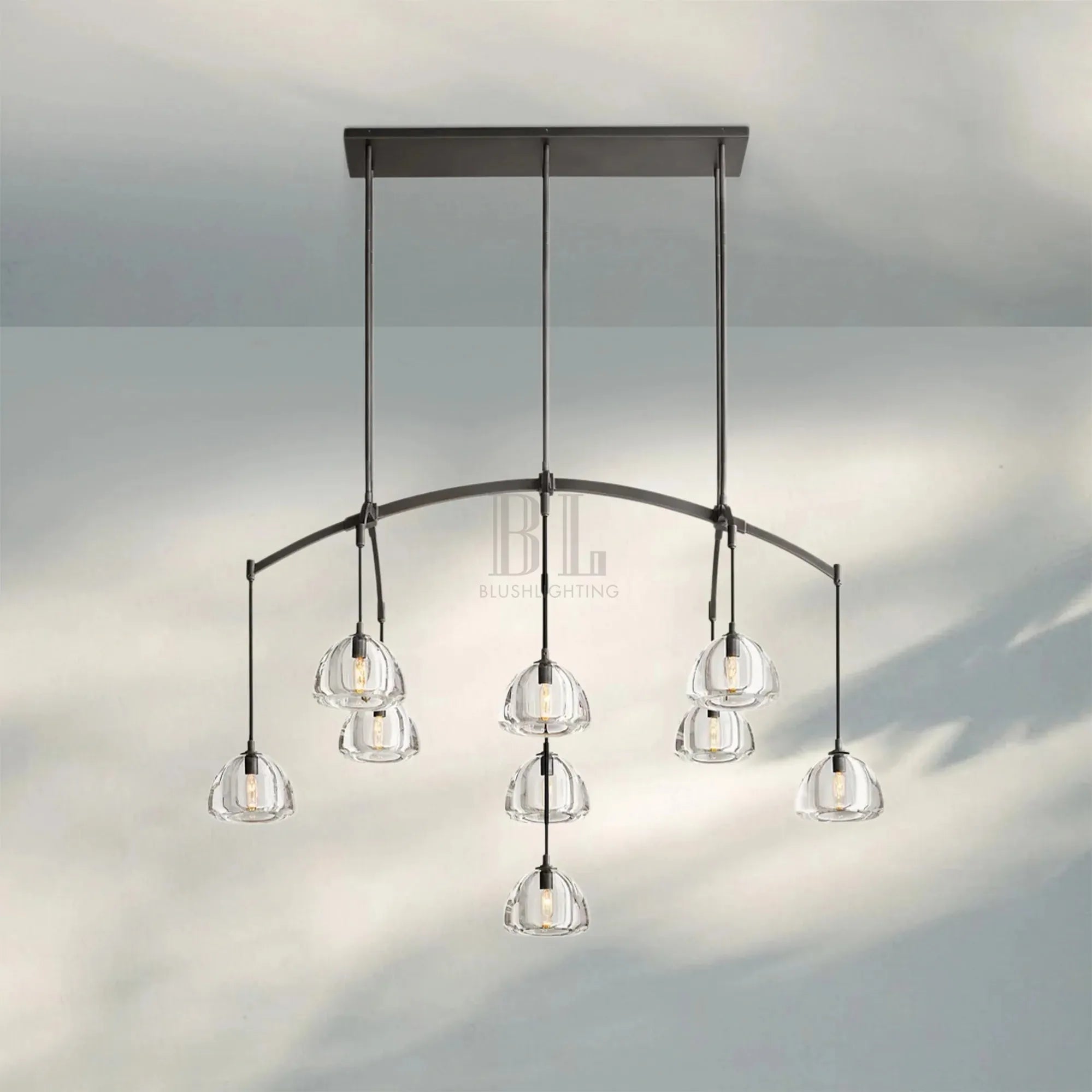 Hemisphare Linear Chandelier 54‘’ 72‘’-54''-Bronze-