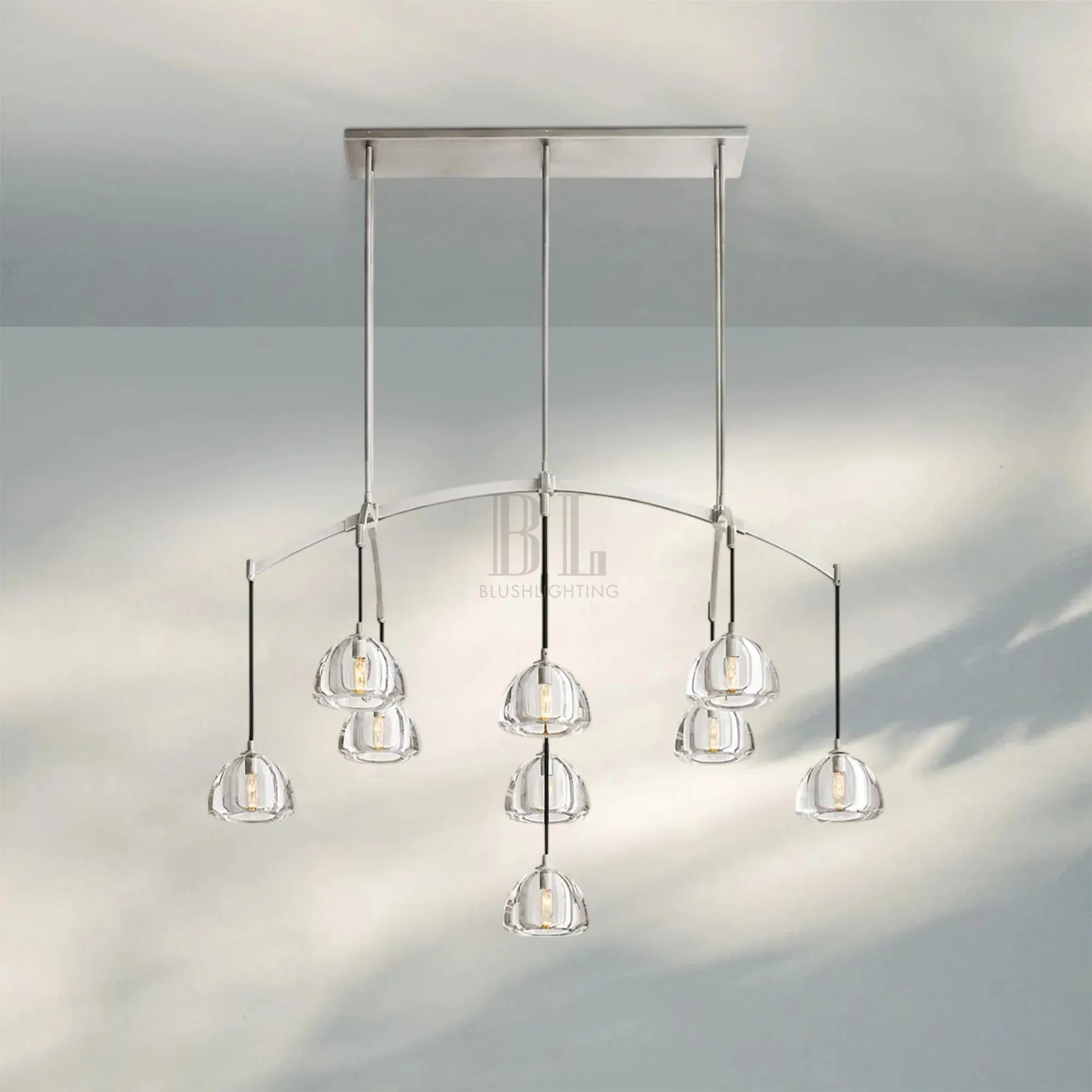 Hemisphare Linear Chandelier 54‘’ 72‘’-54''-Nickel-