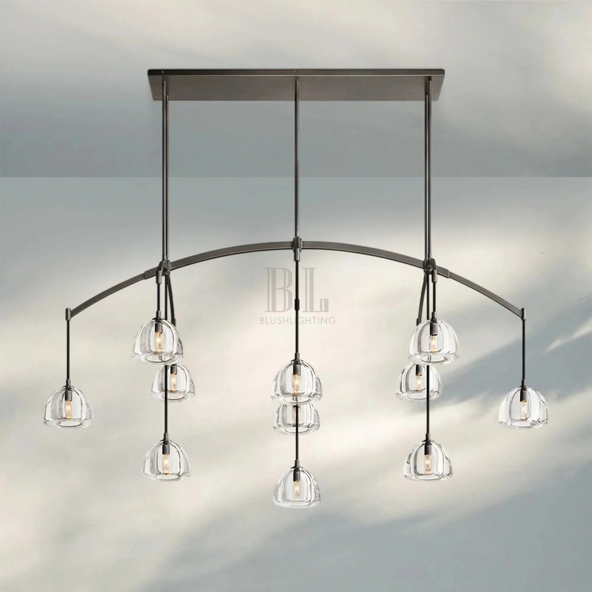 Hemisphare Linear Chandelier 54‘’ 72‘’-72''-Bronze-