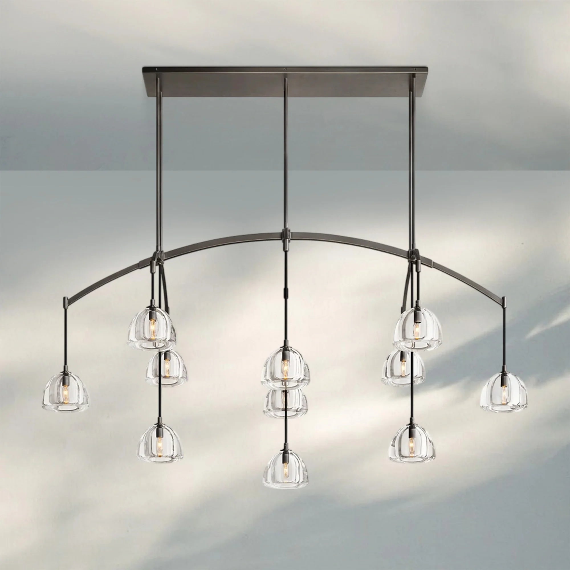 Hemisphare Linear Chandelier 54‘’ 72‘’-72''-Bronze-