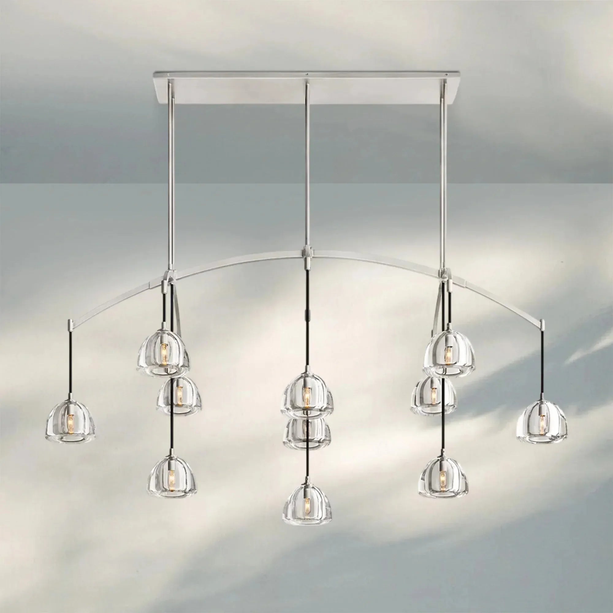 Hemisphare Linear Chandelier 54‘’ 72‘’-72''-Nickel-