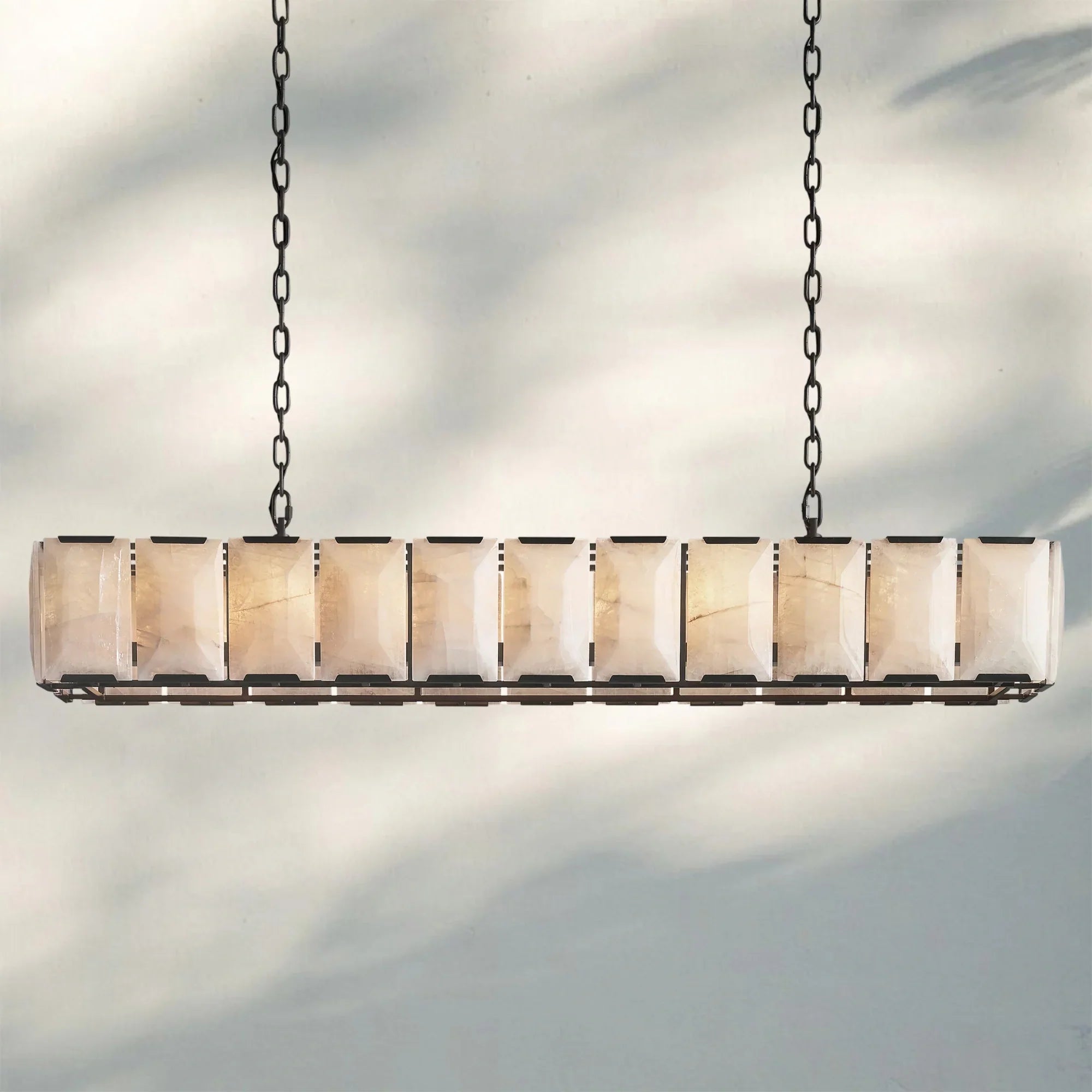 Herlow Calcite Rectangular Chandelier-Retangular 74'' 22-Light-Matte Black-
