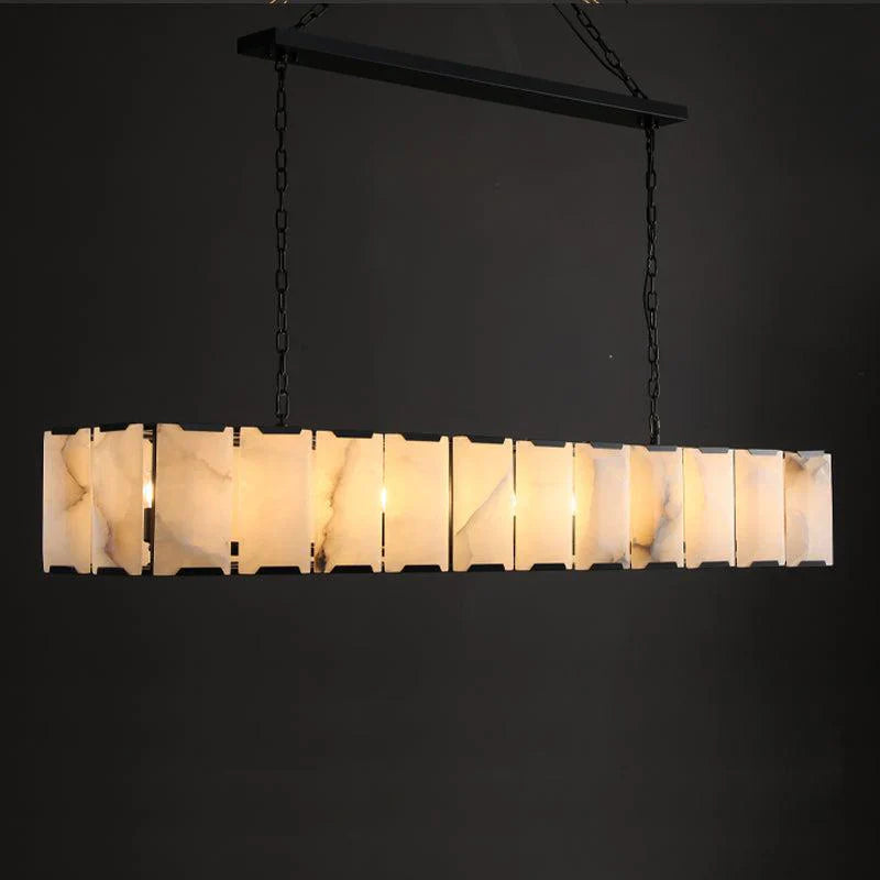 Herlow Calcite Modern Rectangular Alabaster Chandelier-Blushlighting