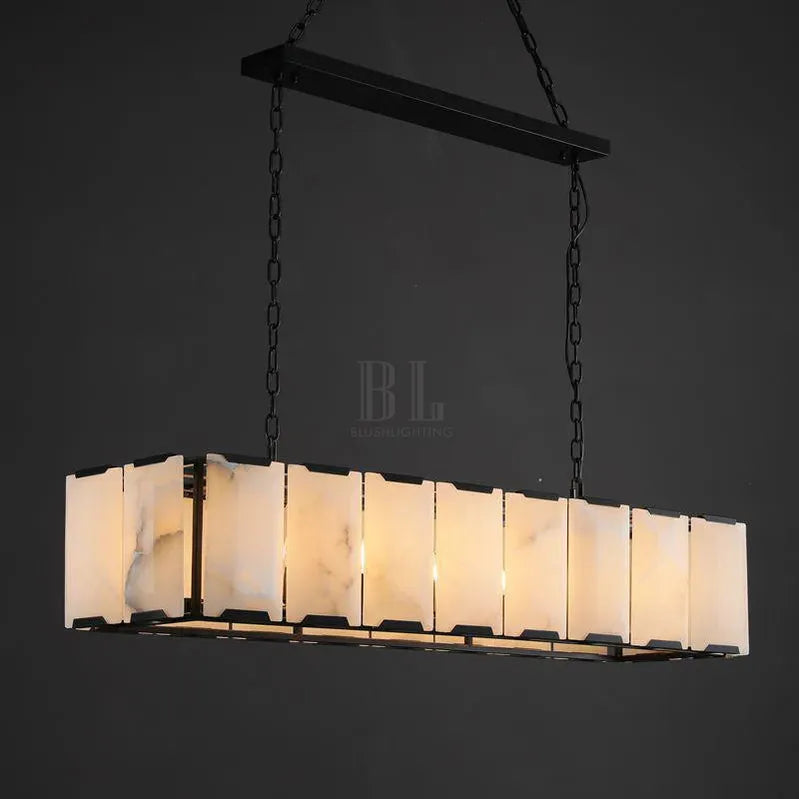 Herlow Calcite Modern Rectangular Alabaster Chandelier-Blushlighting