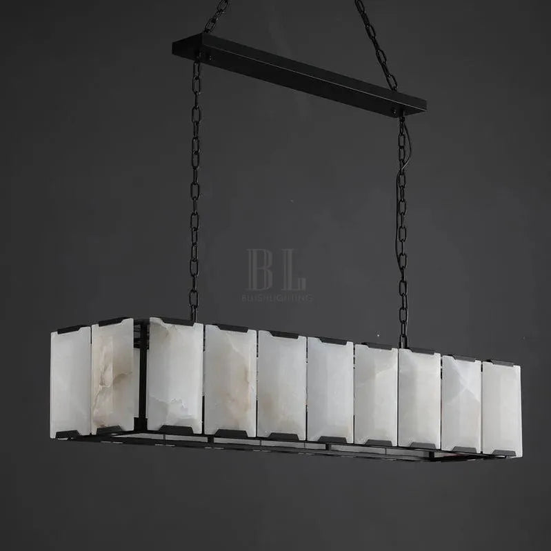 Herlow Calcite Modern Rectangular Alabaster Chandelier-Blushlighting