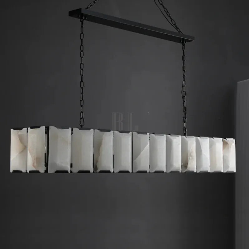 Herlow Calcite Modern Rectangular Alabaster Chandelier-Blushlighting
