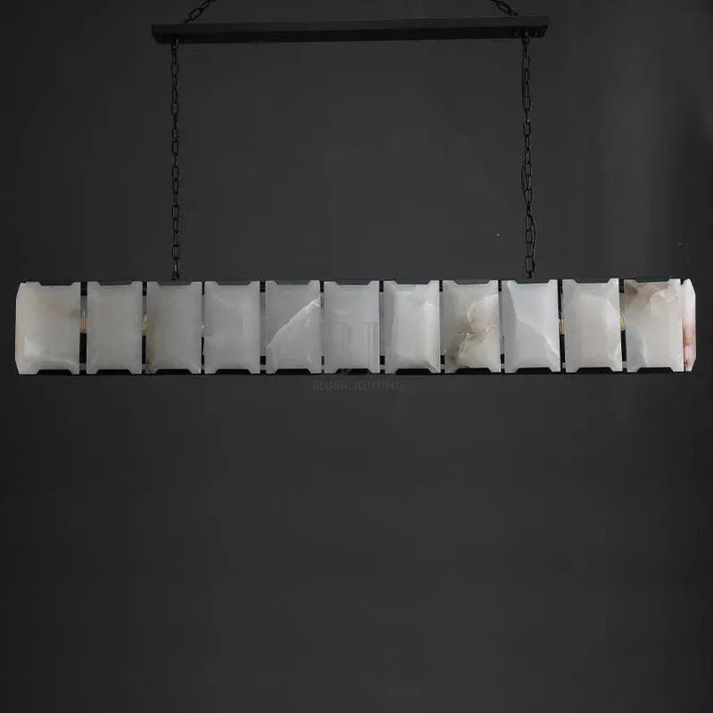 Herlow Calcite Modern Rectangular Alabaster Chandelier-Blushlighting