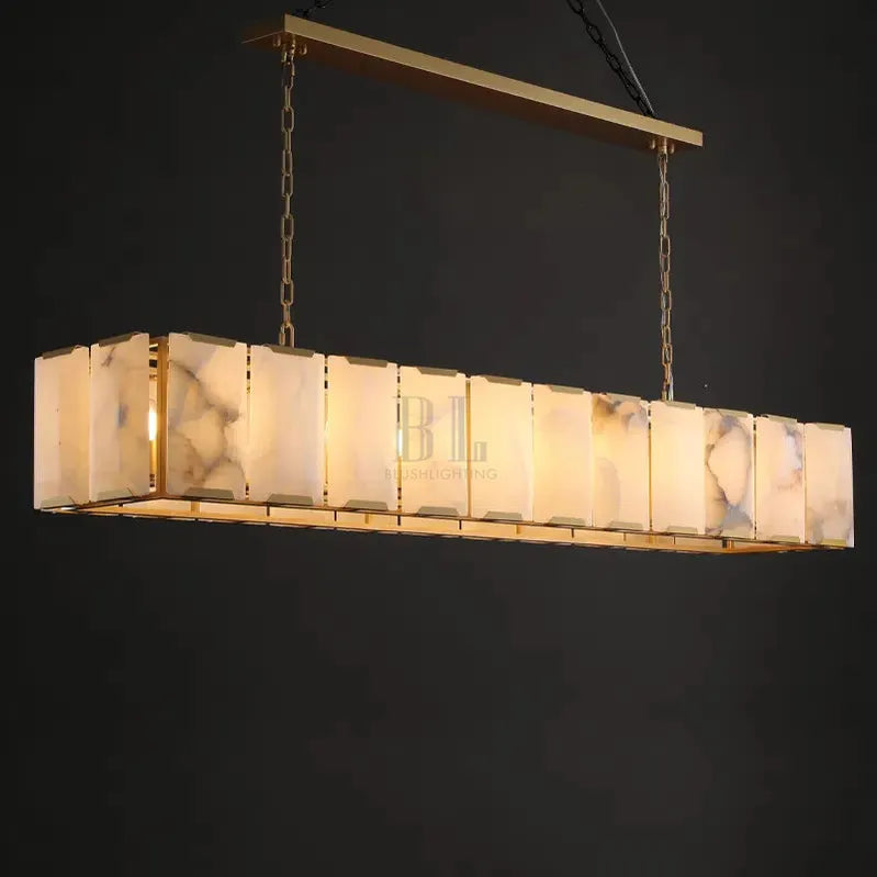 Herlow Calcite Modern Rectangular Alabaster Chandelier-Blushlighting