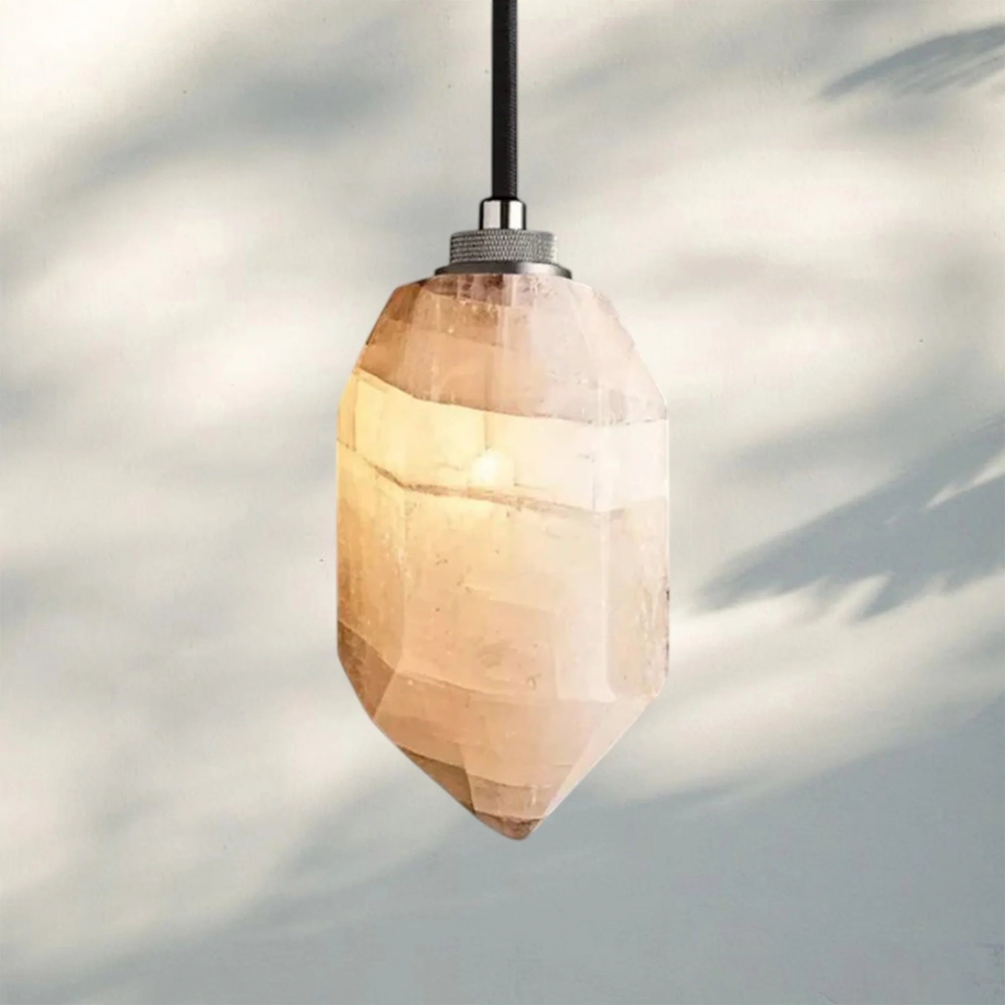Herlow Calcite Pendant Light-Polished Stainless Steel-