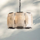 Herlow Calcite Round Chandelier-19'' 4-Light-Matte Black-