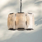 Herlow Calcite Round Chandelier-19'' 4-Light-Matte Black-