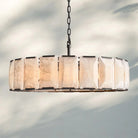 Herlow Calcite Round Chandelier-43'' 10-Light-Matte Black-