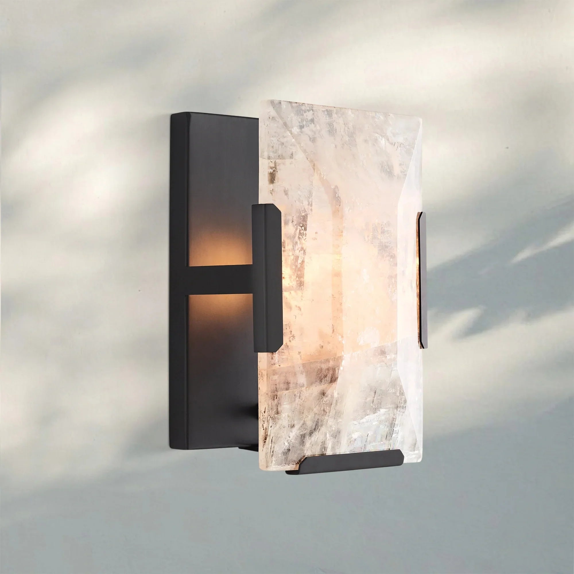 Herlow Calcite Short Wall Sconce-Matte Black-