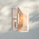 Herlow Calcite Short Wall Sconce-Polished Stainless Steel-