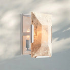 Herlow Calcite Short Wall Sconce-Polished Stainless Steel-