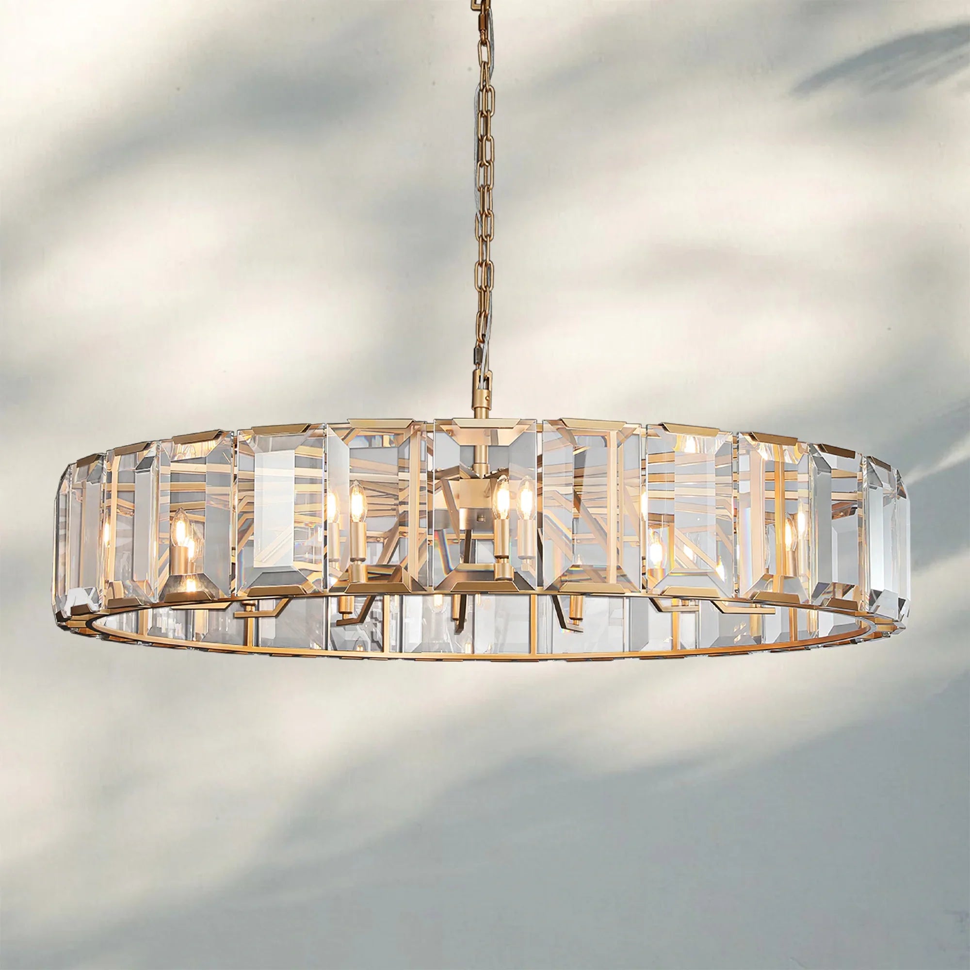 Herlow Crystal Modern Round Chandelier Elegant Ceiling Light Fixture-