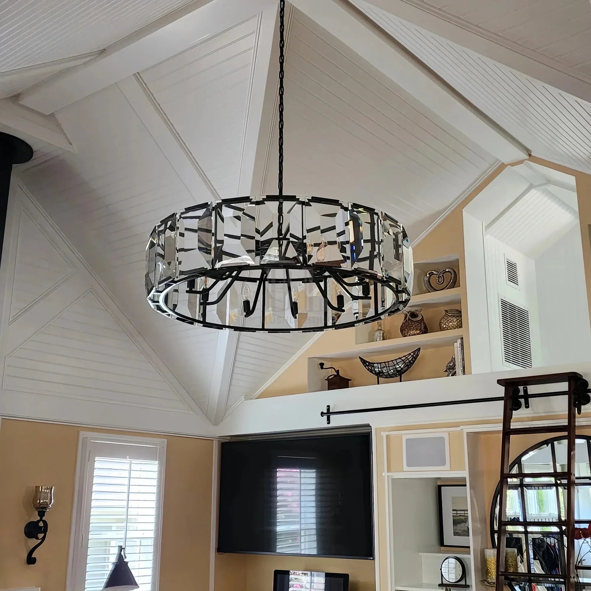 Herlow Crystal Modern Round Chandelier Elegant Ceiling Light Fixture-