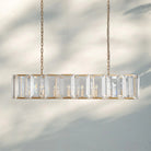 Herlow Crystal Rectangle Chandelier Elegant Ceiling Light Fixture for Dining Room-
