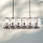 Herlow Crystal Rectangle Chandelier Elegant Ceiling Light Fixture for Dining Room-41‘’-Matte Black-Blushlighting