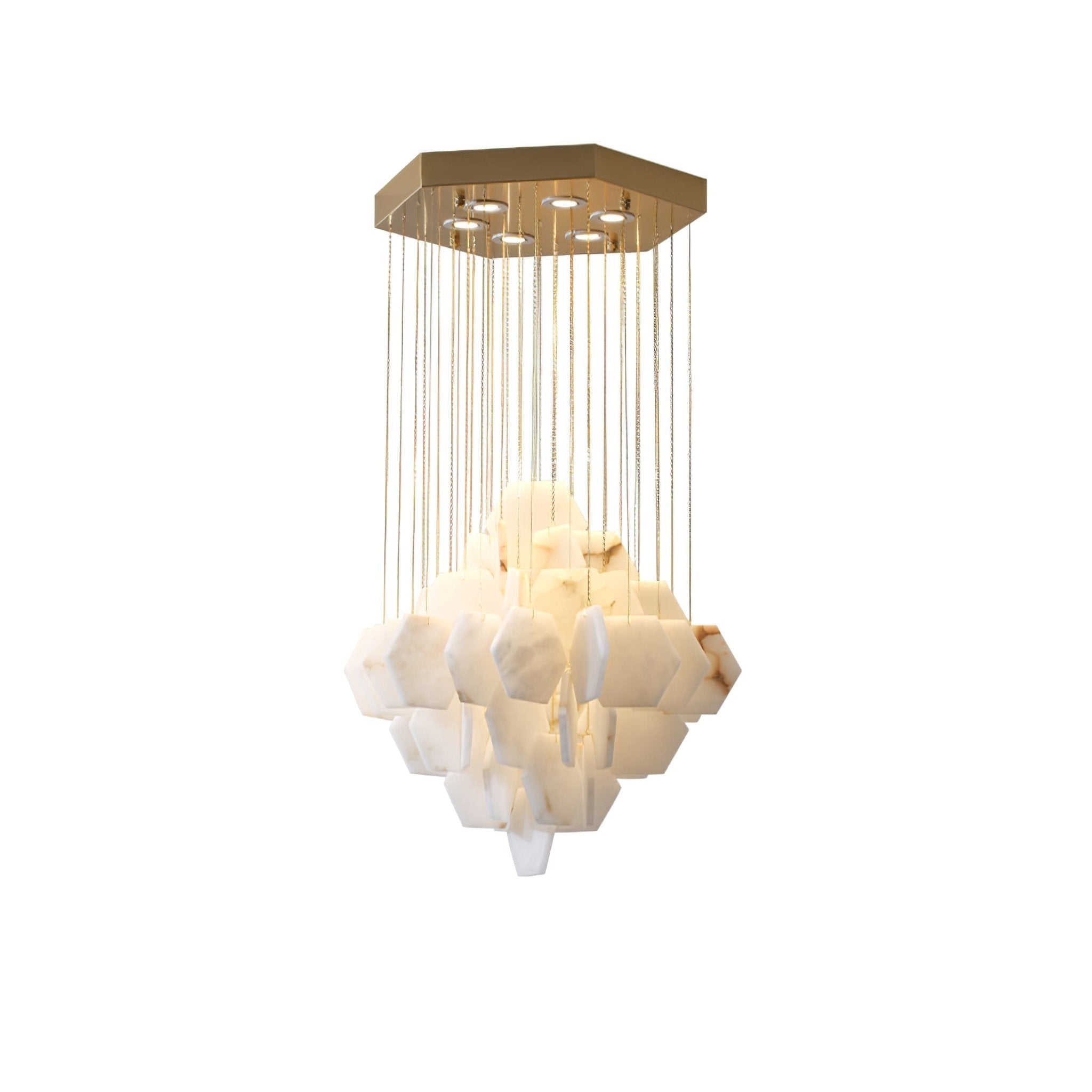 Hexa Alabaster Cascade Chandelier - ∅ 15.7″ x H 18.5″Gold & WhiteBlushlighting