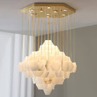 Hexa Alabaster Cascade Chandelier - ∅ 23.6″ x H 21.6″Gold & WhiteBlushlighting