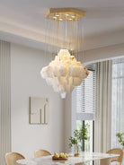 Hexa Alabaster Cascade Chandelier - ∅ 23.6″ x H 21.6″Gold & WhiteBlushlighting