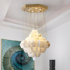 Hexa Alabaster Cascade Chandelier - ∅ 23.6″ x H 21.6″Gold & WhiteBlushlighting