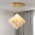 Hexa Alabaster Cascade Chandelier - ∅ 23.6″ x H 21.6″Gold & WhiteBlushlighting