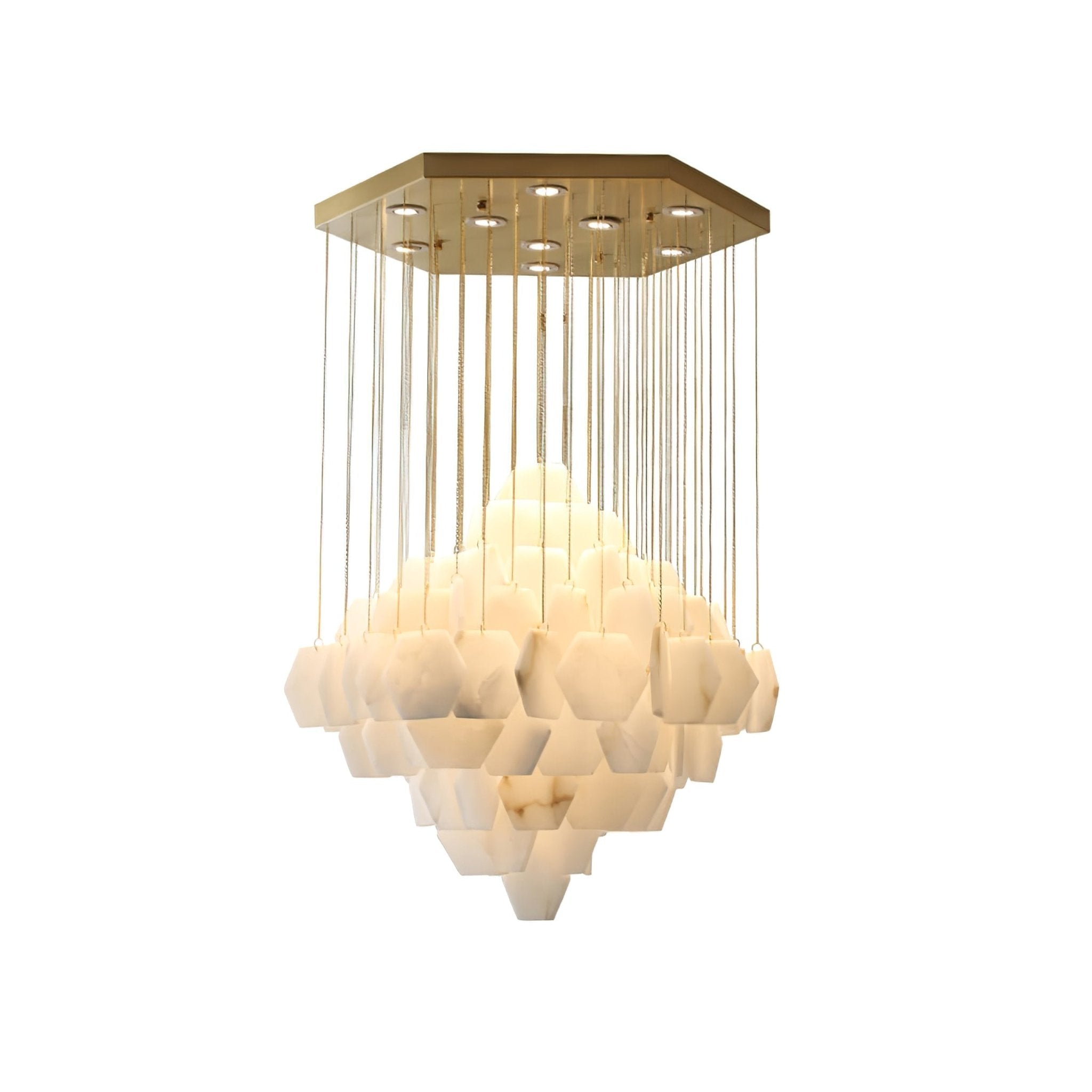 Hexa Alabaster Cascade Chandelier - ∅ 23.6″ x H 21.6″Gold & WhiteBlushlighting