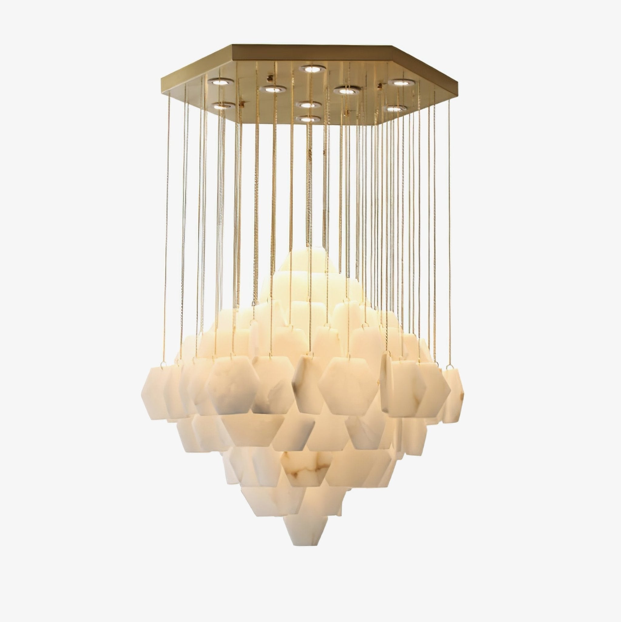 Hexa Alabaster Cascade Chandelier - ∅ 15.7″ x H 18.5″Gold & WhiteBlushlighting