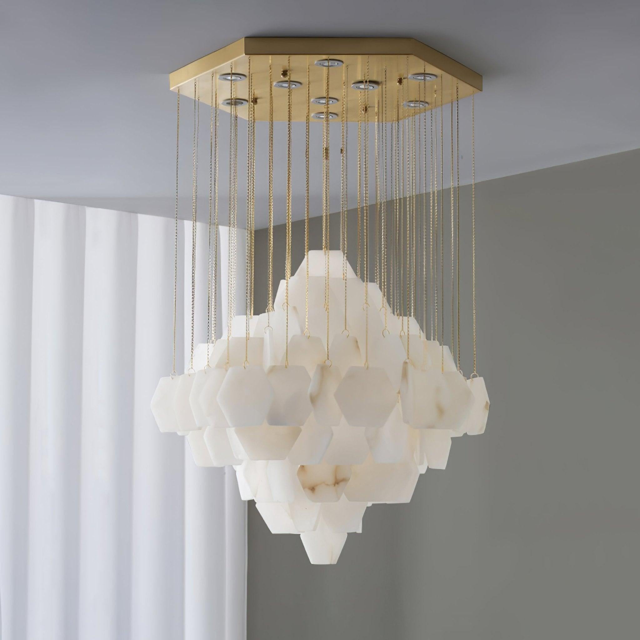Hexa Alabaster Cascade Chandelier - ∅ 15.7″ x H 18.5″Gold & WhiteBlushlighting