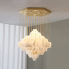 Hexa Alabaster Cascade Chandelier - ∅ 23.6″ x H 21.6″Gold & WhiteBlushlighting