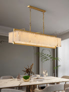 Hexa Alabaster Chandelier - L 49.2″ x W 8.3″ x H 23.6″Gold & WhiteBlushlighting