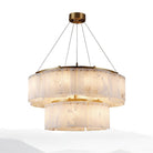 Hexa Alabaster Chandelier - ∅ 21.7″ + ∅ 33.5″ x H 5.9″Gold & WhiteBlushlighting