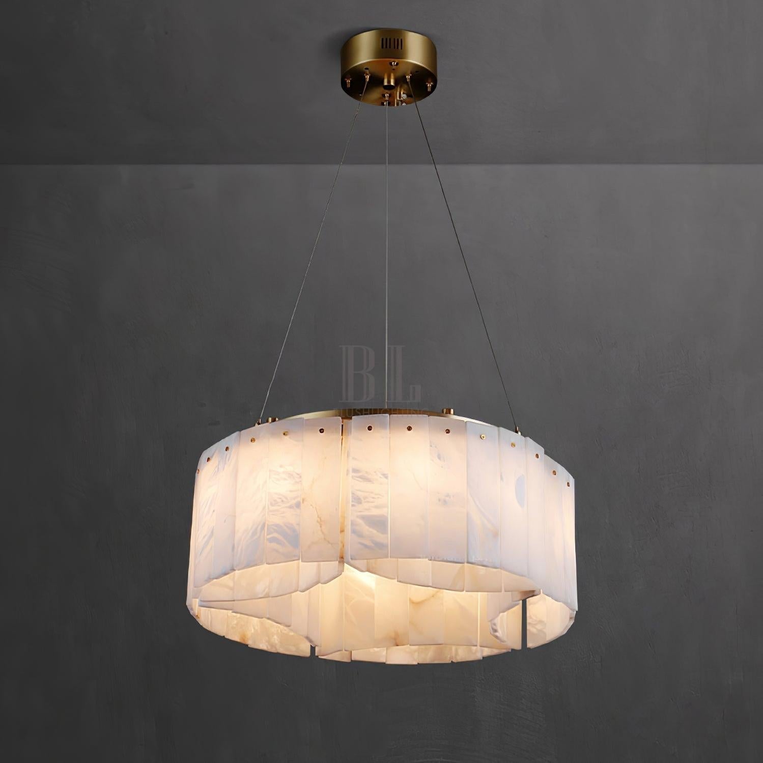 Hexa Alabaster Chandelier - ∅ 21.7″ x H 5.9″Gold & WhiteBlushlighting