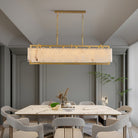 Hexa Alabaster Chandelier - L 39.4″ x W 8.3″ x H 23.6″Gold & WhiteBlushlighting