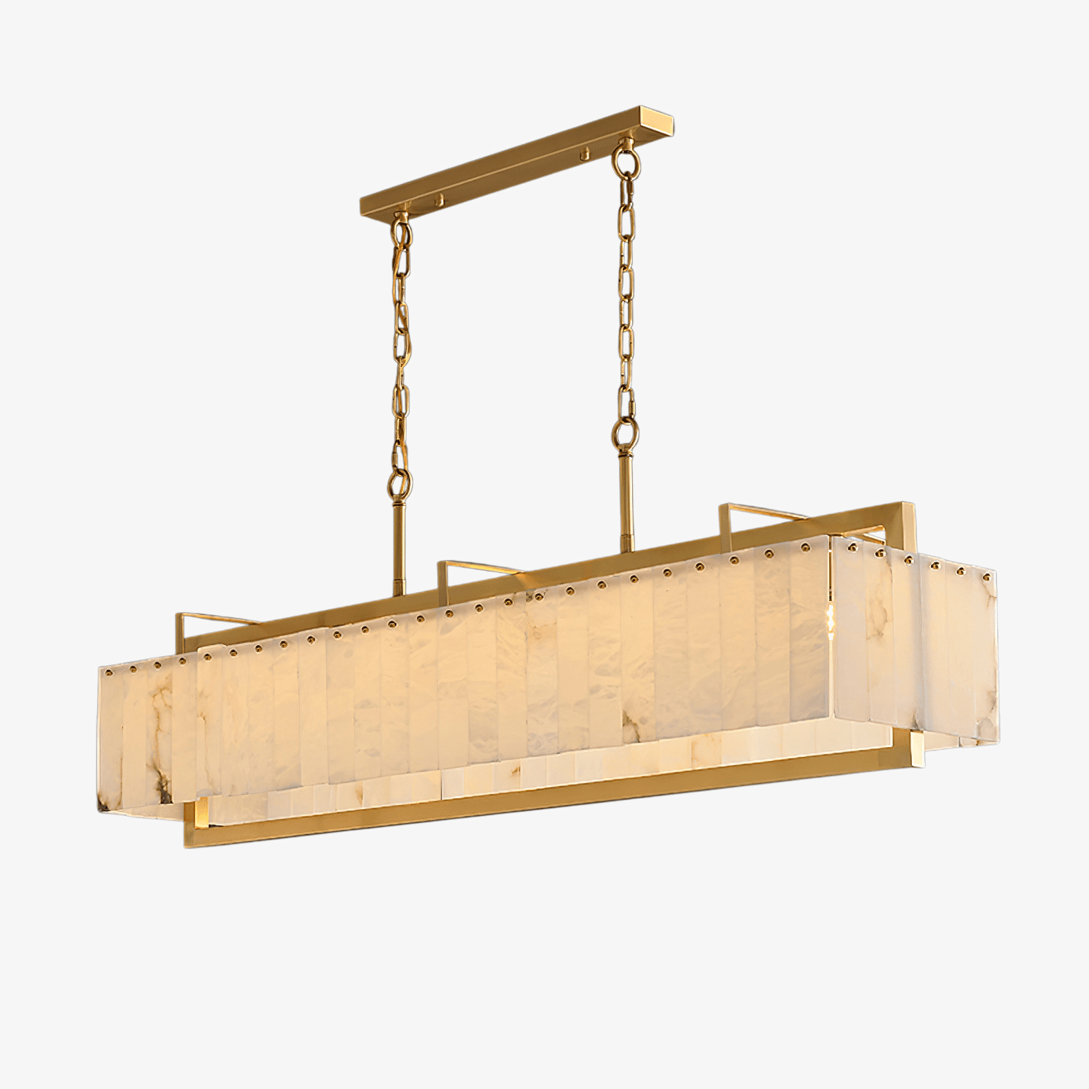 Hexa Alabaster Chandelier - L 39.4″ x W 8.3″ x H 23.6″Gold & WhiteBlushlighting