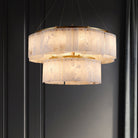 Hexa Alabaster Chandelier - ∅ 21.7″ + ∅ 33.5″ x H 5.9″Gold & WhiteBlushlighting