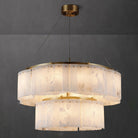 Hexa Alabaster Chandelier - ∅ 21.7″ + ∅ 33.5″ x H 5.9″Gold & WhiteBlushlighting