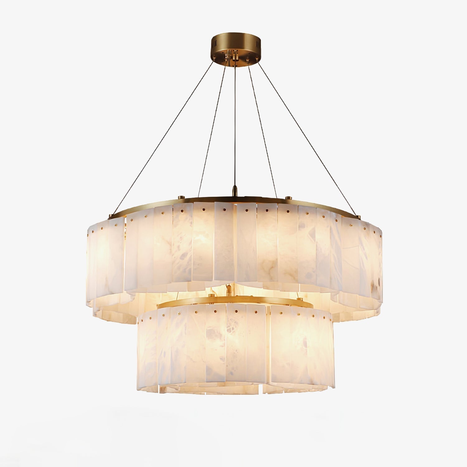 Hexa Alabaster Chandelier - ∅ 21.7″ x H 5.9″Gold & WhiteBlushlighting