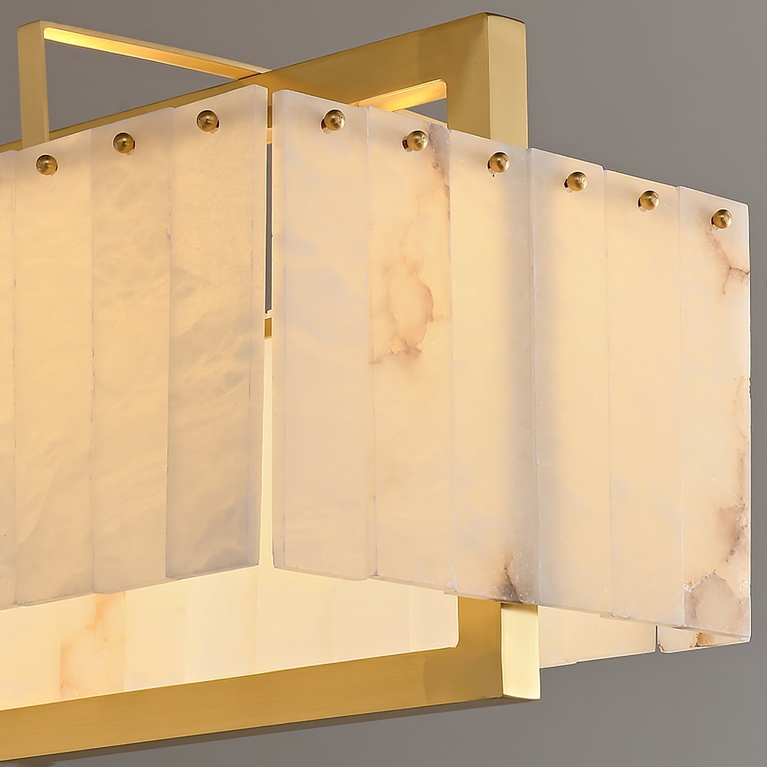 Hexa Alabaster Chandelier - L 49.2″ x W 8.3″ x H 23.6″Gold & WhiteBlushlighting