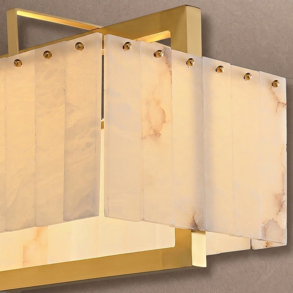 Hexa Alabaster Chandelier - L 39.4″ x W 8.3″ x H 23.6″Gold & WhiteBlushlighting