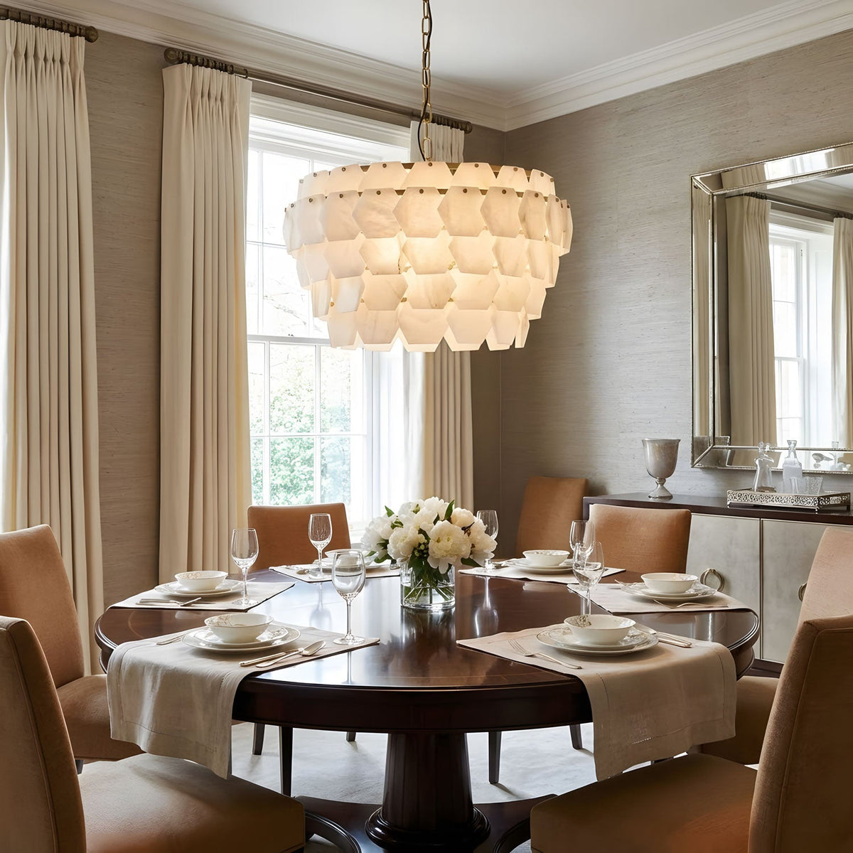 Hexa Cloud Alabaster Pendant Light - ∅ 23.6″ x H 17.7″Gold & WhiteBlushlighting
