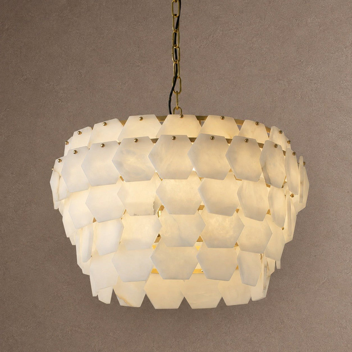 Hexa Cloud Gold & White Alabaster Pendant Light– 23.6" Diameter - Blushlighting