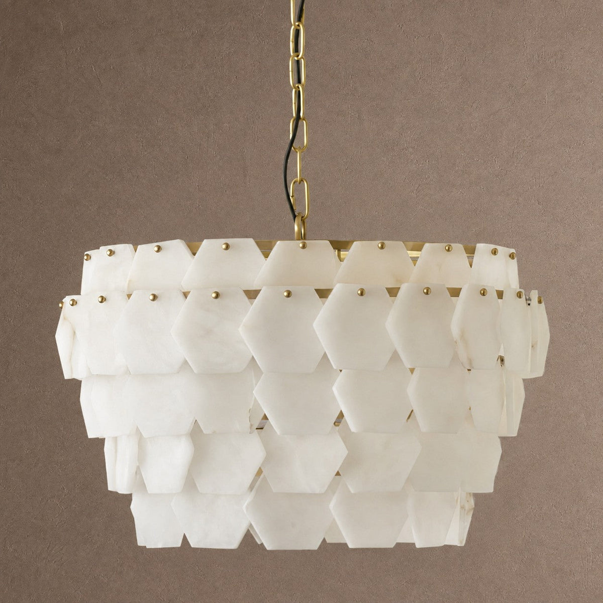 Hexa Cloud Gold & White Alabaster Pendant Light– 23.6" Diameter - Blushlighting