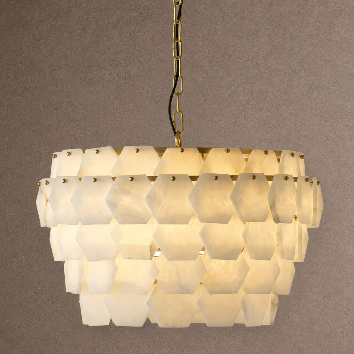 Hexa Cloud Gold & White Alabaster Pendant Light– 23.6" Diameter - Blushlighting