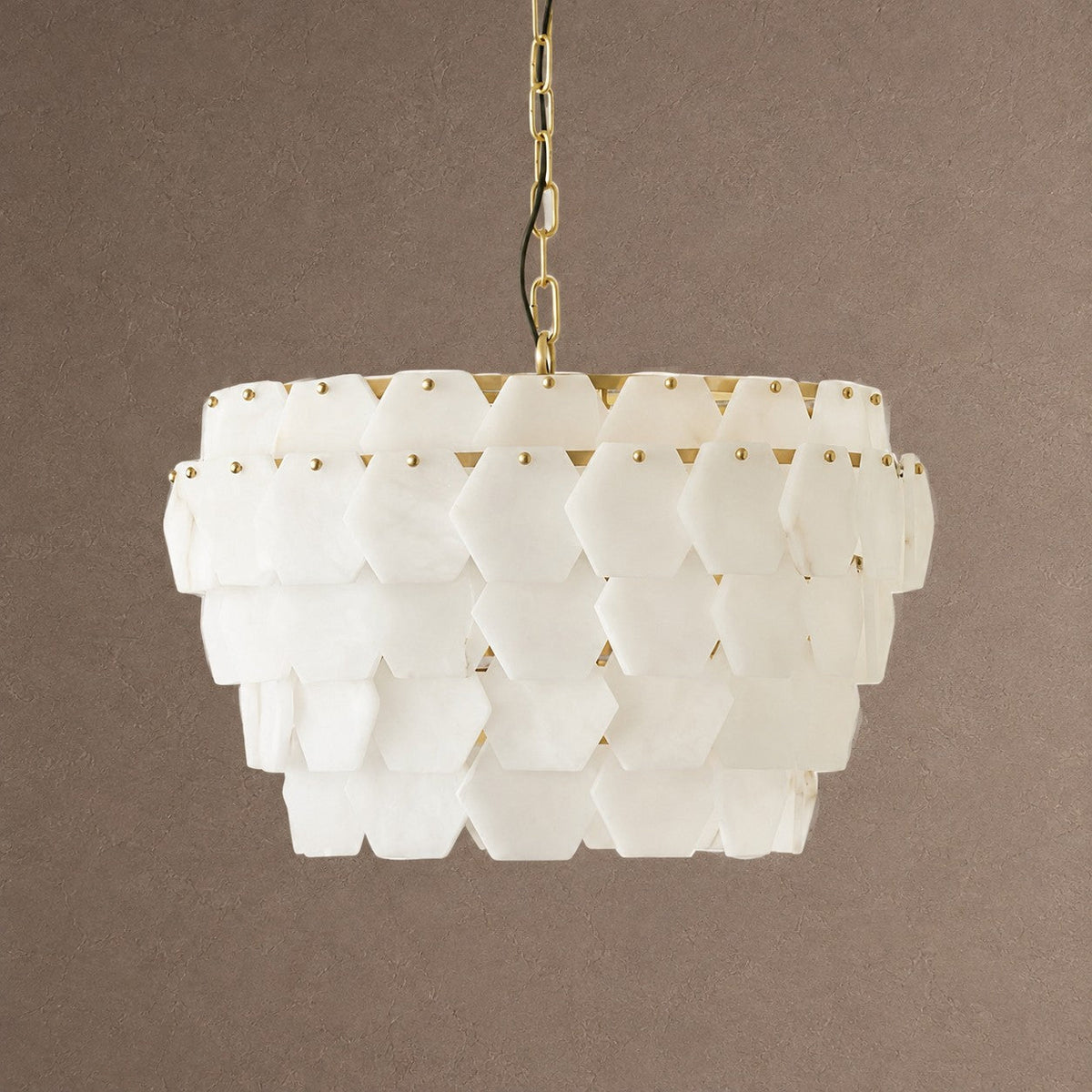 Hexa Cloud Gold & White Alabaster Pendant Light– 23.6" Diameter - Blushlighting