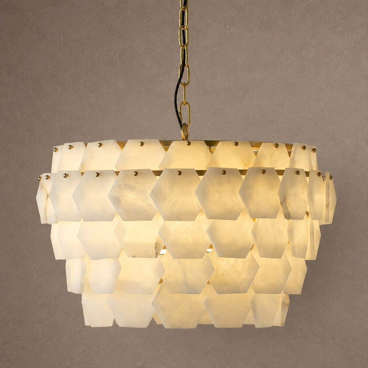 Hexa Cloud Tiered Pendant - ∅ 23.6″ x H 17.7″Gold & WhiteBlushlighting