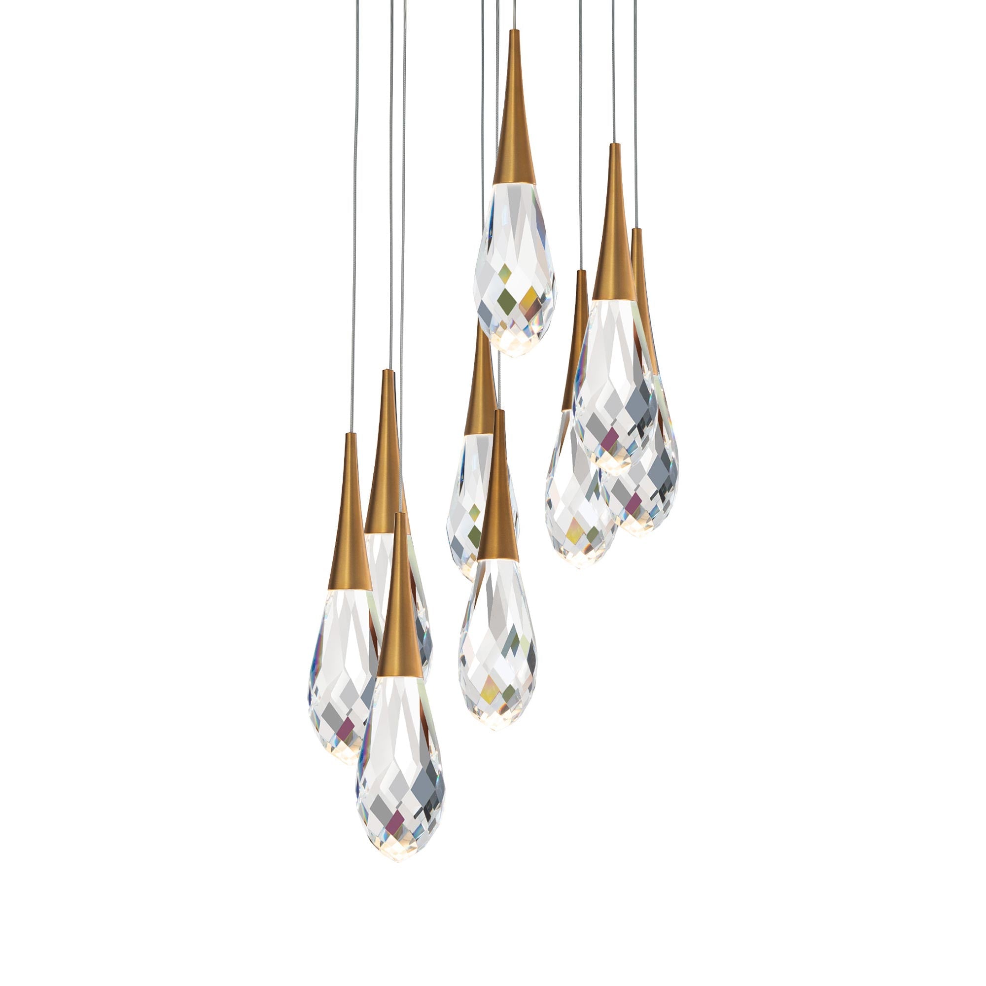Hibiscas LED Multi Light Pendant Light - Aged Brass9-LightBlushlighting