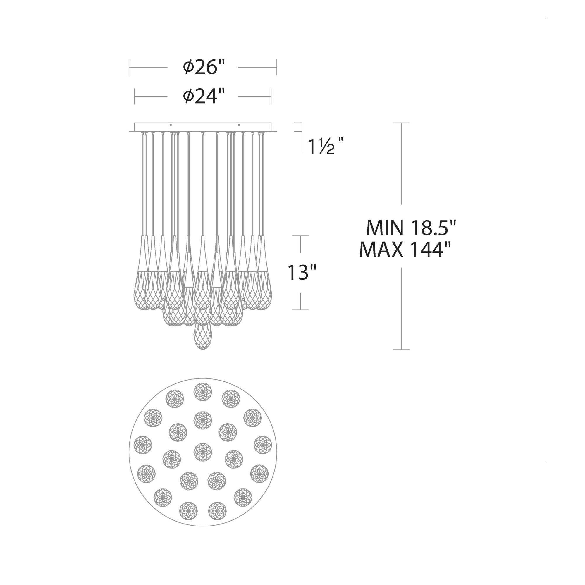 Hibiscas LED Multi Light Pendant Light - Aged Brass3-LightBlushlighting